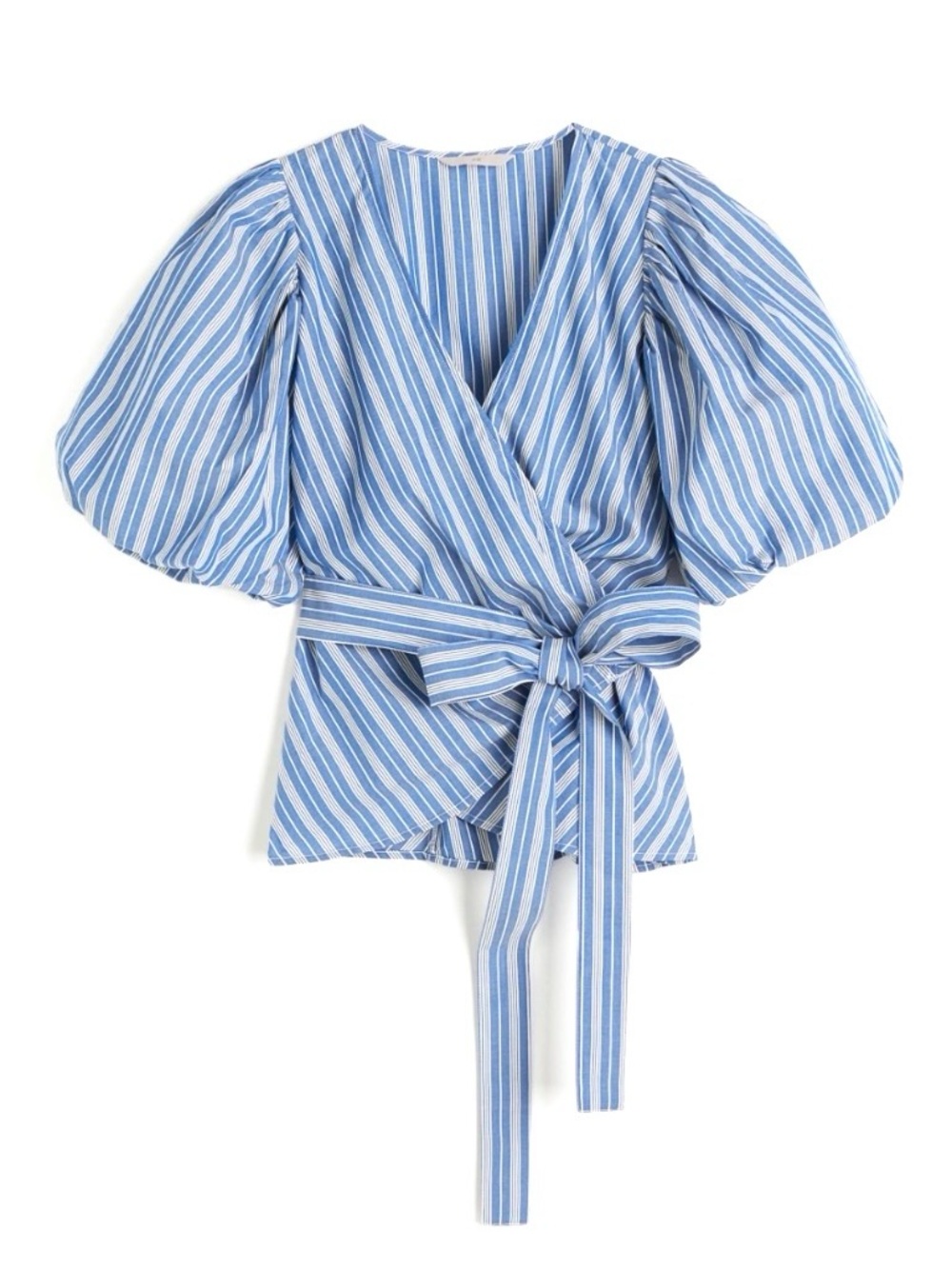 H&M blue striped wrap blouse